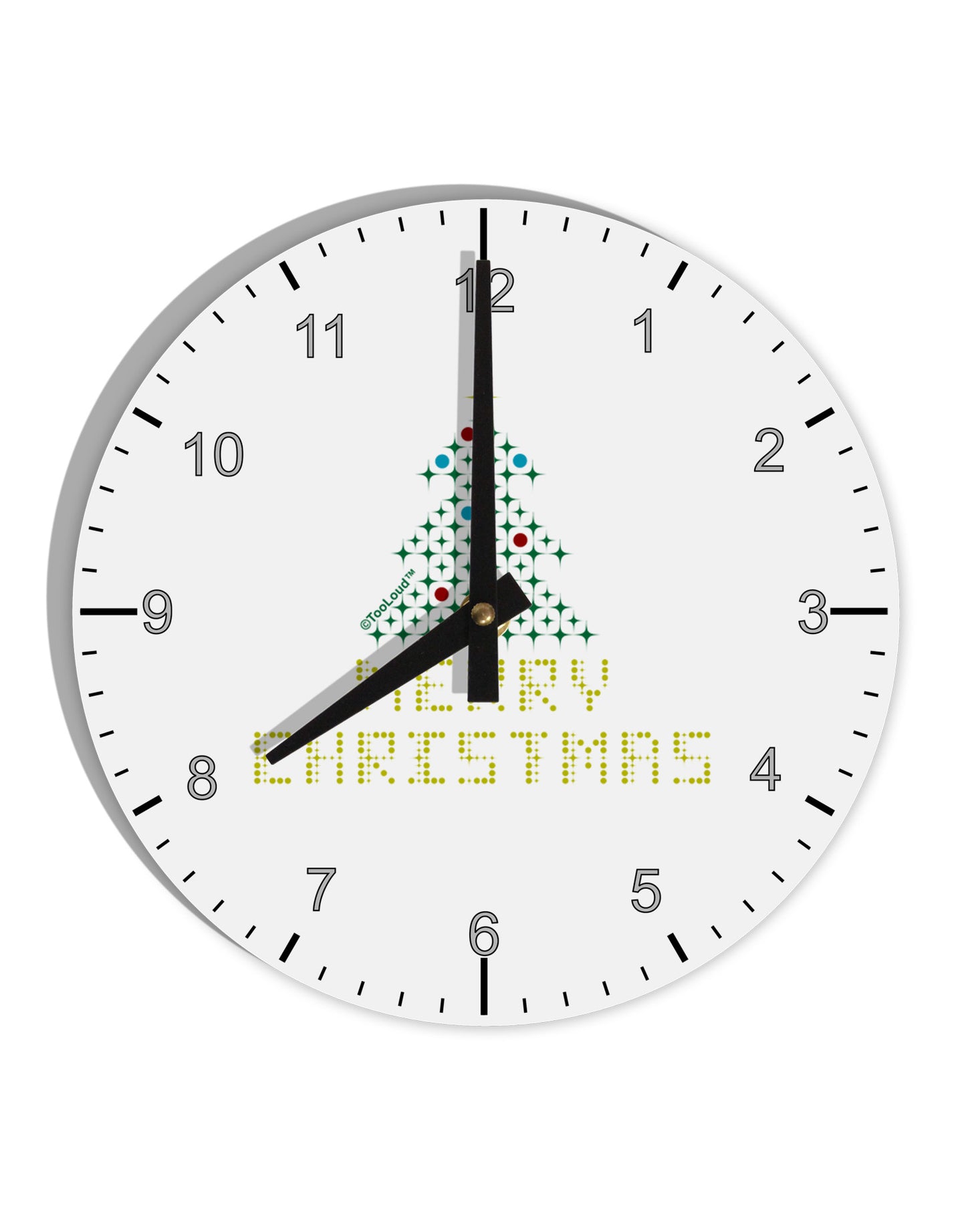 Merry Christmas Sparkles 10 InchRound Wall Clock with Numbers-Wall Clock-TooLoud-White-Davson Sales