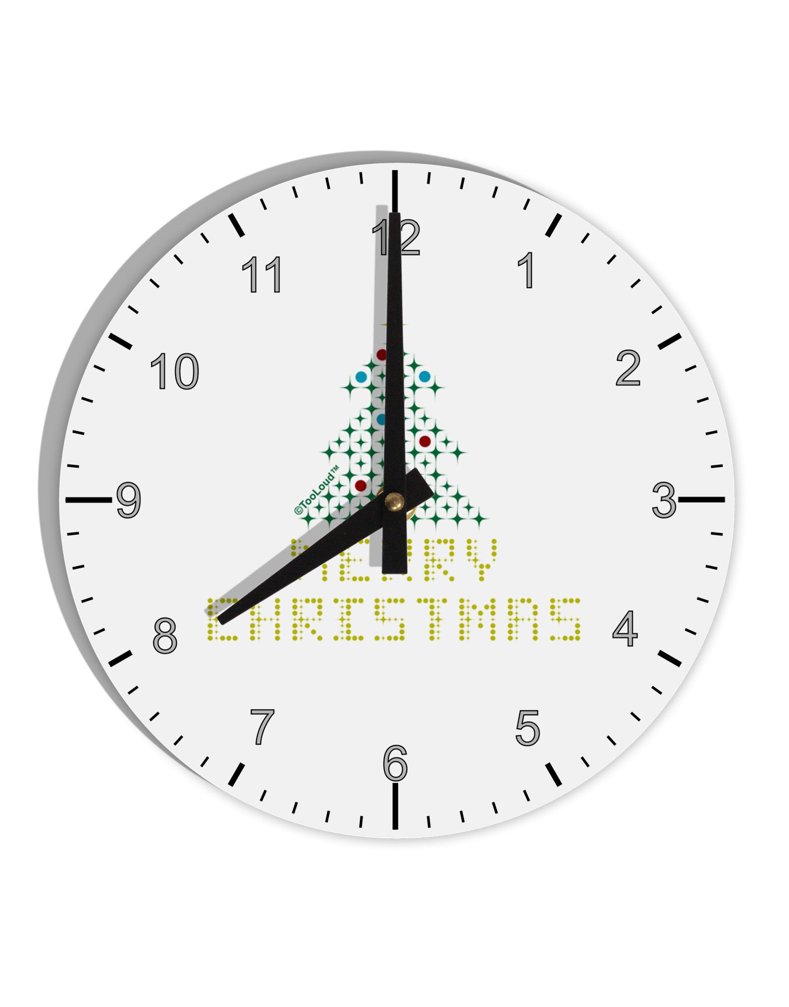 Merry Christmas Sparkles 10 InchRound Wall Clock with Numbers-Wall Clock-TooLoud-White-Davson Sales