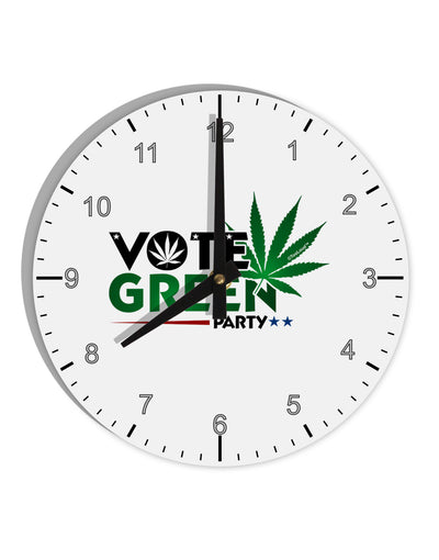 Vote Green Party - Marijuana 10 InchRound Wall Clock with Numbers-Wall Clock-TooLoud-White-Davson Sales