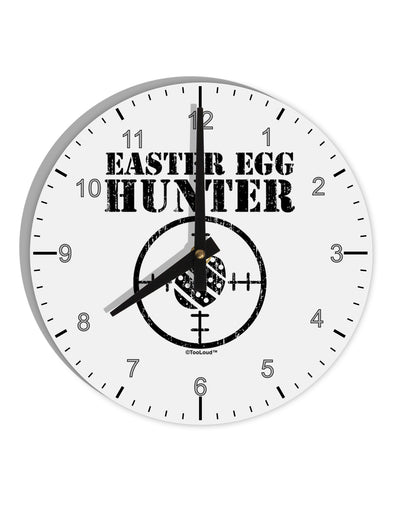 Easter Egg Hunter Distressed 10 InchRound Wall Clock with Numbers by TooLoud-Wall Clock-TooLoud-White-Davson Sales