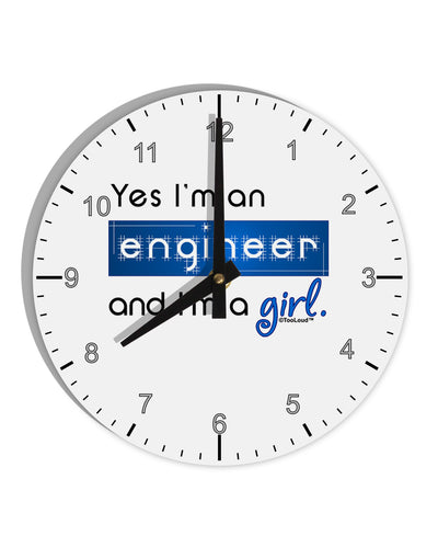 TooLoud Yes I am a Engineer Girl 10 InchRound Wall Clock with Numbers-Wall Clock-TooLoud-White-Davson Sales