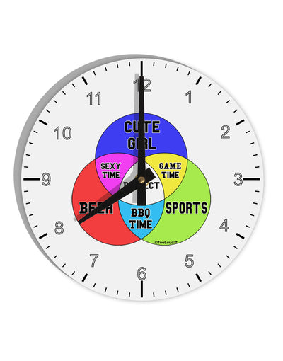 Beer Girl and Sports Diagram 10 InchRound Wall Clock with Numbers-Wall Clock-TooLoud-White-Davson Sales