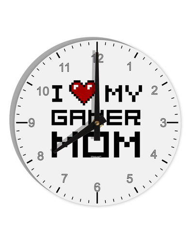 I Heart My Gamer Mom 10 InchRound Wall Clock with Numbers by TooLoud-Wall Clock-TooLoud-White-Davson Sales