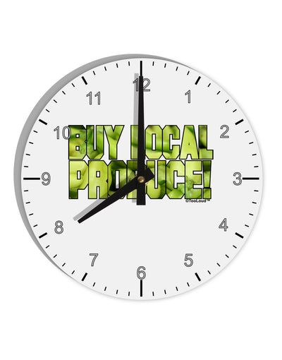 Buy Local - Jalapenos Text 10 InchRound Wall Clock with Numbers-Wall Clock-TooLoud-White-Davson Sales