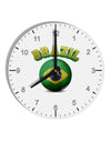 Soccer Ball Flag - Brazil 10 InchRound Wall Clock with Numbers-Wall Clock-TooLoud-White-Davson Sales