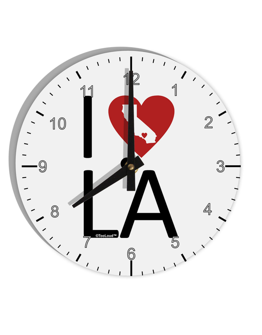 I Heart Los Angeles 10 InchRound Wall Clock with Numbers-Wall Clock-TooLoud-White-Davson Sales