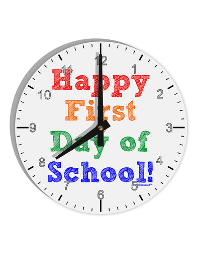 Happy First Day of School 10 InchRound Wall Clock with Numbers-Wall Clock-TooLoud-White-Davson Sales