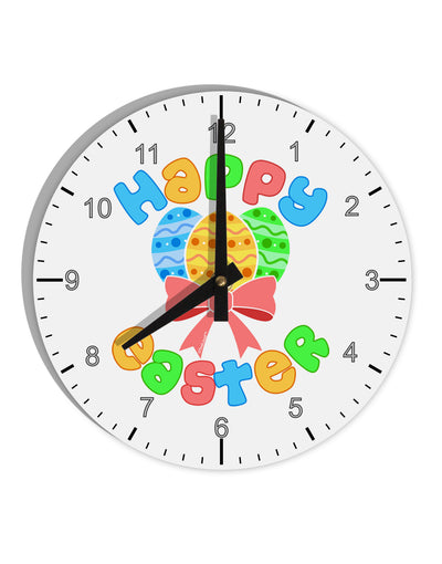 Happy Easter Easter Eggs 10 InchRound Wall Clock with Numbers by TooLoud-Wall Clock-TooLoud-White-Davson Sales