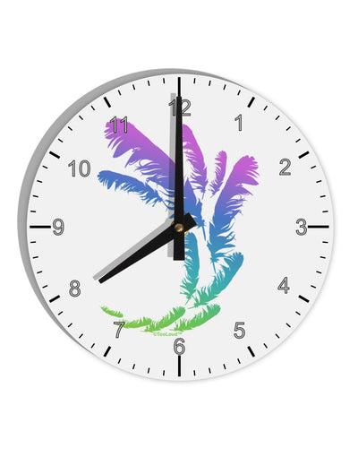 Tropical Feathers 10 InchRound Wall Clock with Numbers-Wall Clock-TooLoud-White-Davson Sales