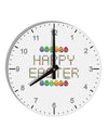 Happy Easter Eggs 10 InchRound Wall Clock with Numbers-Wall Clock-TooLoud-White-Davson Sales