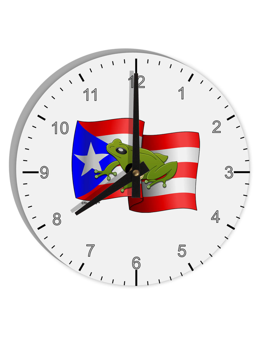 Puerto Rico Coqui 10 InchRound Wall Clock with Numbers-Wall Clock-TooLoud-White-Davson Sales