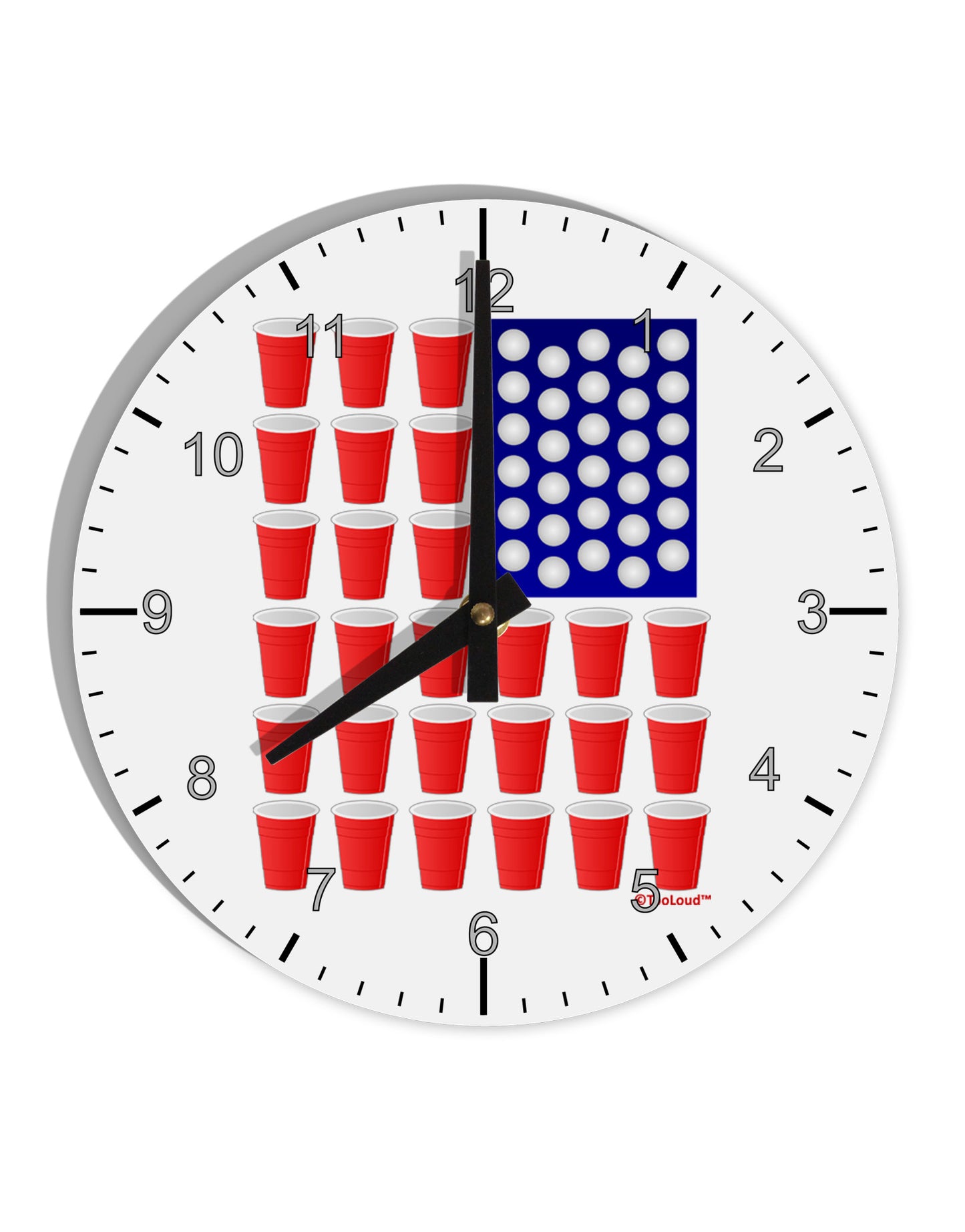 Beer Pong Flag 10 InchRound Wall Clock with Numbers-Wall Clock-TooLoud-White-Davson Sales