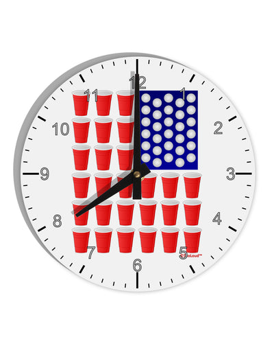 Beer Pong Flag 10 InchRound Wall Clock with Numbers-Wall Clock-TooLoud-White-Davson Sales