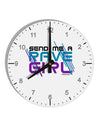 Send Me A Rave Girl 10 InchRound Wall Clock with Numbers-Wall Clock-TooLoud-White-Davson Sales