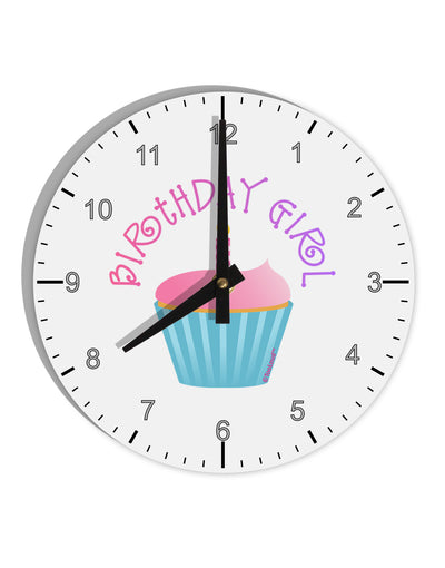 Birthday Girl - Candle Cupcake 10 InchRound Wall Clock with Numbers by TooLoud-Wall Clock-TooLoud-White-Davson Sales