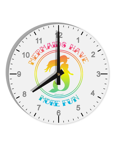 Mermaids Have More Fun - Beachy Colors 10 InchRound Wall Clock with Numbers-Wall Clock-TooLoud-White-Davson Sales