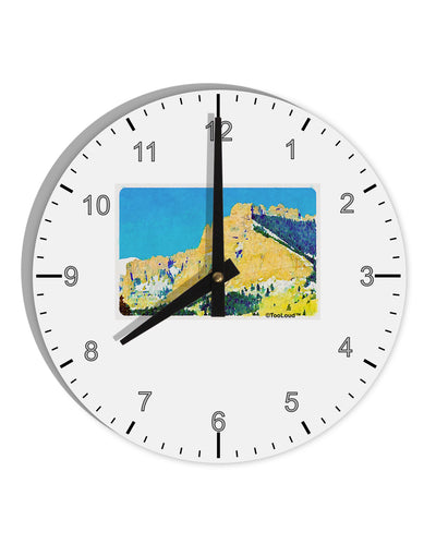 Colorado Snowy Mtns WaterColor 10 InchRound Wall Clock with Numbers-Wall Clock-TooLoud-White-Davson Sales