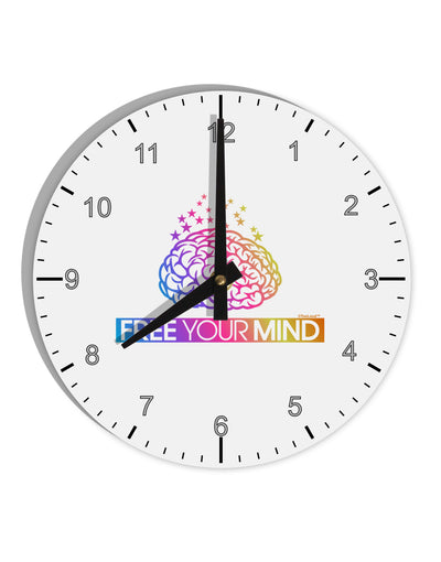 Free Your Mind 10 InchRound Wall Clock with Numbers-Wall Clock-TooLoud-White-Davson Sales