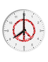 Peace Sign Hearts Red 10 InchRound Wall Clock with Numbers-Wall Clock-TooLoud-White-Davson Sales