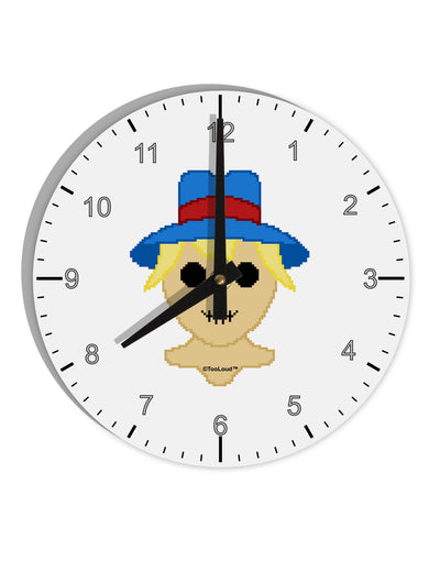 Cute Pixel Scarecrow 10 InchRound Wall Clock with Numbers-Wall Clock-TooLoud-White-Davson Sales