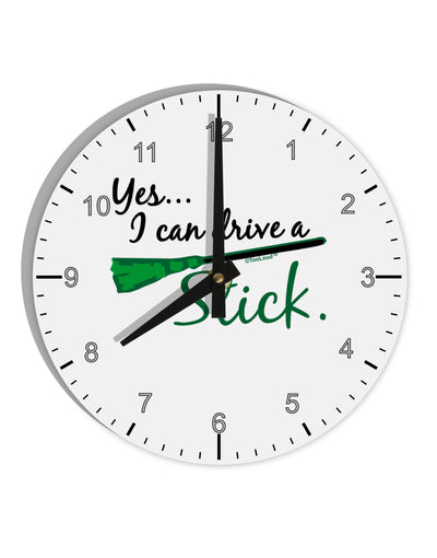 Drive Stick Green 10 InchRound Wall Clock with Numbers-Wall Clock-TooLoud-White-Davson Sales