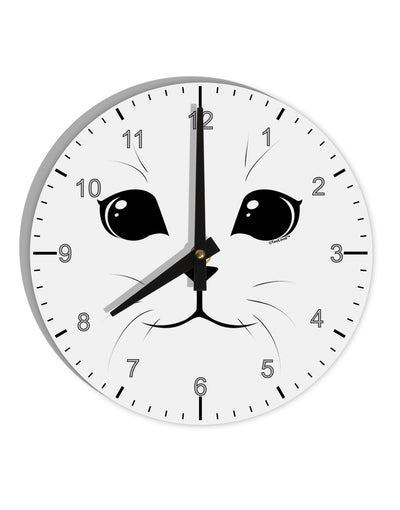 Cute Cat Face 10 InchRound Wall Clock with Numbers by TooLoud-Wall Clock-TooLoud-White-Davson Sales