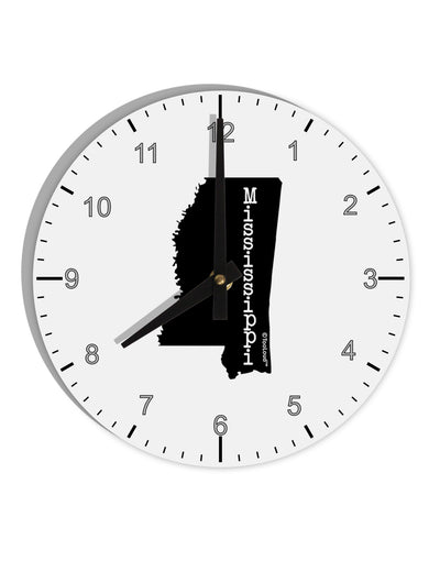 Mississippi - United States Shape 10 InchRound Wall Clock with Numbers-Wall Clock-TooLoud-White-Davson Sales