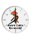 Cat with Pink Sombrero - Happy Cinco de Meow 10 InchRound Wall Clock with Numbers by TooLoud-Wall Clock-TooLoud-White-Davson Sales