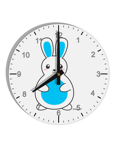 Cute Easter Bunny - Blue 10 InchRound Wall Clock with Numbers by TooLoud-Wall Clock-TooLoud-White-Davson Sales