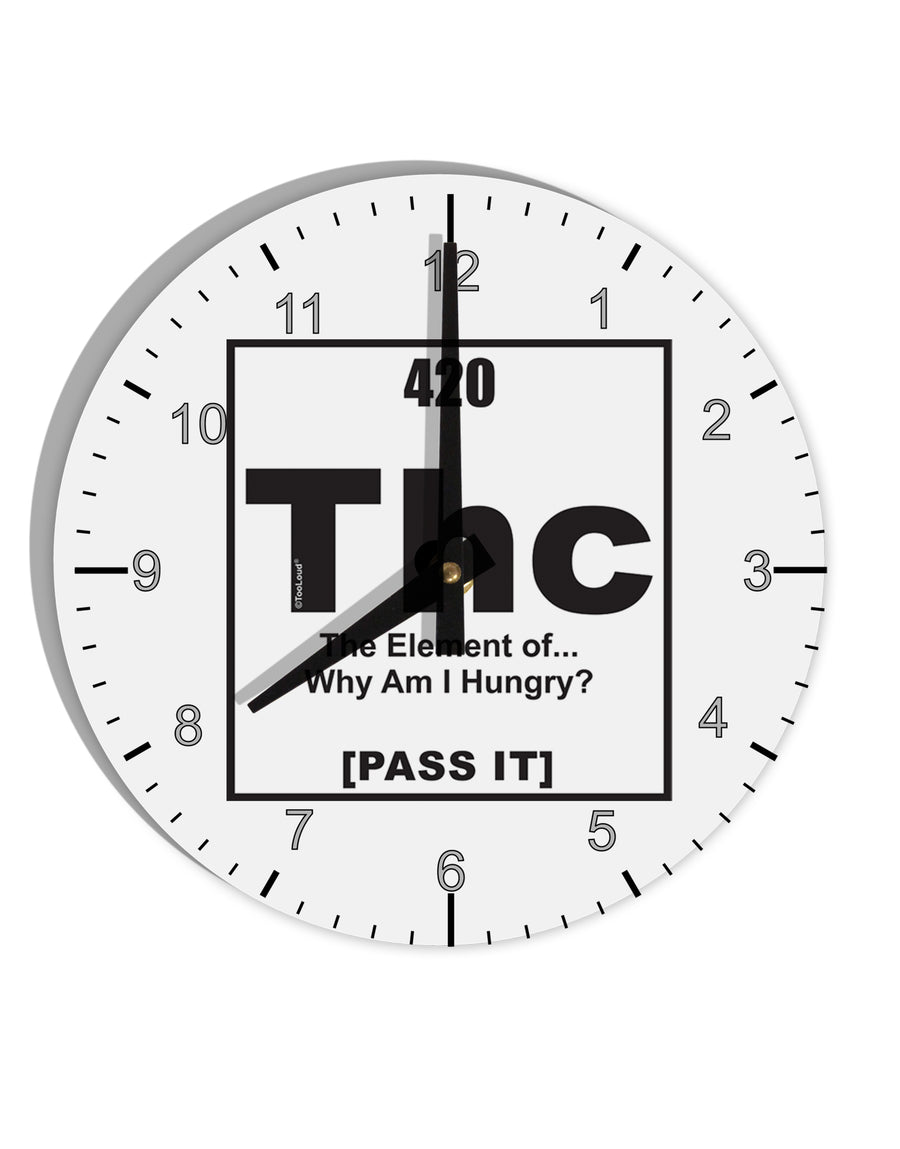 420 Element THC Funny Stoner 10 InchRound Wall Clock with Numbers by TooLoud-Wall Clock-TooLoud-White-Davson Sales