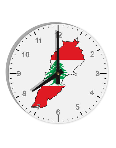 Lebanon Flag Silhouette 10 InchRound Wall Clock with Numbers-Wall Clock-TooLoud-White-Davson Sales