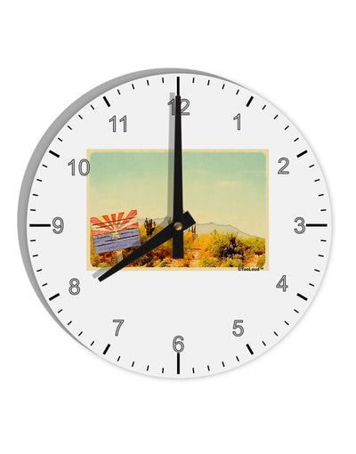 Arizona Scene Watercolor 10 InchRound Wall Clock with Numbers-Wall Clock-TooLoud-White-Davson Sales
