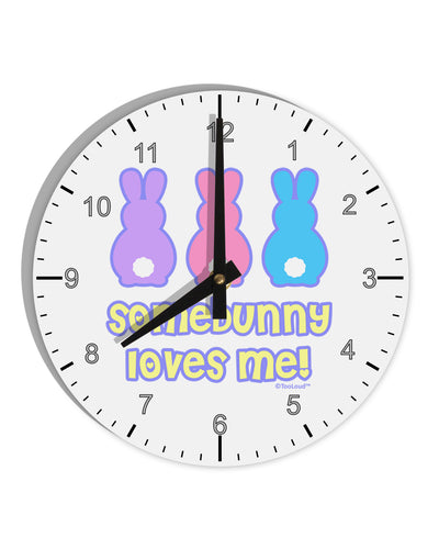 Three Easter Bunnies - Somebunny Loves Me 10 InchRound Wall Clock with Numbers by TooLoud-Wall Clock-TooLoud-White-Davson Sales