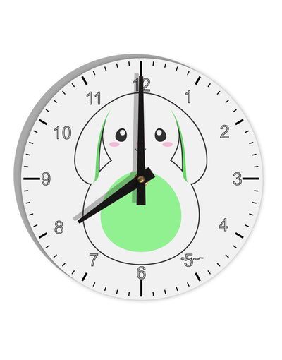 Cute Bunny with Floppy Ears - Green 10 InchRound Wall Clock with Numbers by TooLoud-Wall Clock-TooLoud-White-Davson Sales