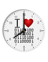 I Heart Binary Data 10 InchRound Wall Clock with Numbers-Wall Clock-TooLoud-White-Davson Sales