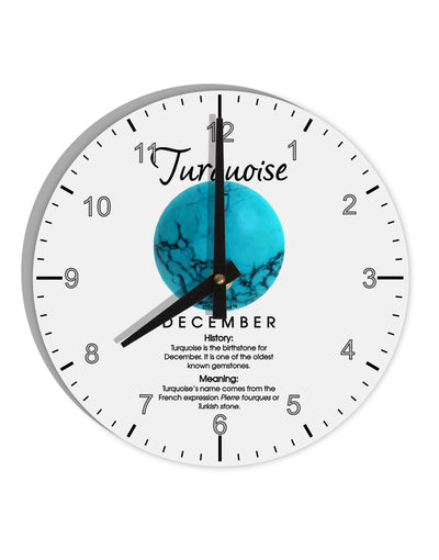 Birthstone Turquoise 10 InchRound Wall Clock with Numbers by TooLoud-Wall Clock-TooLoud-White-Davson Sales