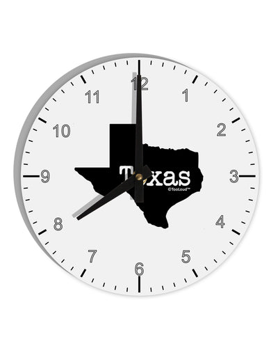 Texas - United States Shape 10 InchRound Wall Clock with Numbers by TooLoud-Wall Clock-TooLoud-White-Davson Sales