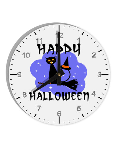 Witch Cat 10 InchRound Wall Clock with Numbers-Wall Clock-TooLoud-White-Davson Sales