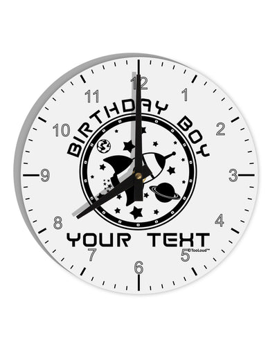 Personalized Birthday Boy Space with Customizable Name 10 InchRound Wall Clock with Numbers-Wall Clock-TooLoud-White-Davson Sales