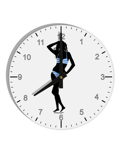 Stripes Bikini Shadow 10 InchRound Wall Clock with Numbers by TooLoud-Wall Clock-TooLoud-White-Davson Sales