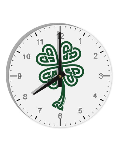 Celtic Knot 4 Leaf Clover St Patricks 10 InchRound Wall Clock with Numbers-Wall Clock-TooLoud-White-Davson Sales