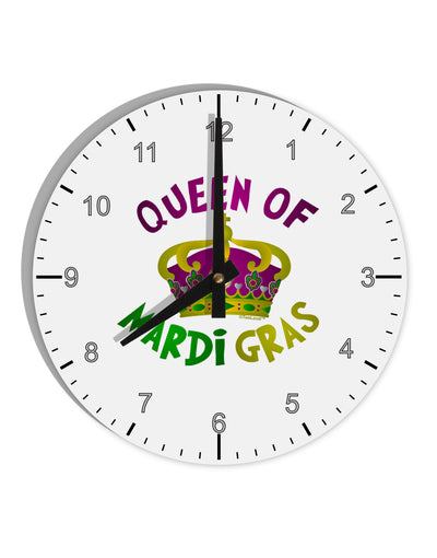 Queen Of Mardi Gras 10 InchRound Wall Clock with Numbers-Wall Clock-TooLoud-White-Davson Sales