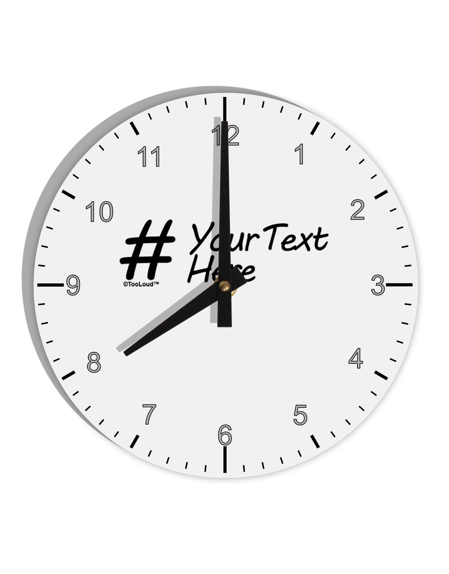 Personalized Hashtag 10 InchRound Wall Clock with Numbers by TooLoud-Wall Clock-TooLoud-White-Davson Sales