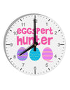 Eggspert Hunter - Easter - Pink 10 InchRound Wall Clock with Numbers by TooLoud-Wall Clock-TooLoud-White-Davson Sales