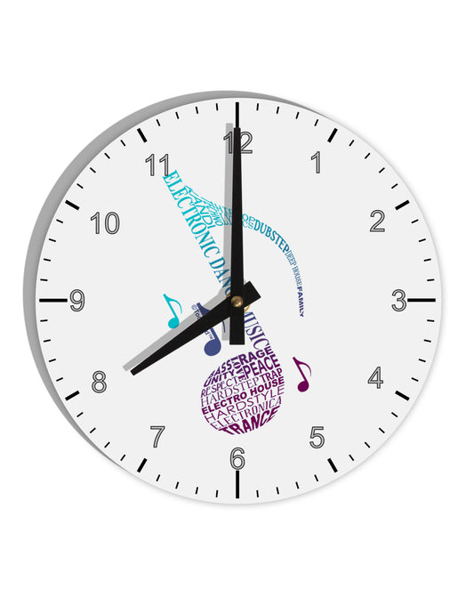 Music Note Typography 10 InchRound Wall Clock with Numbers-Wall Clock-TooLoud-White-Davson Sales