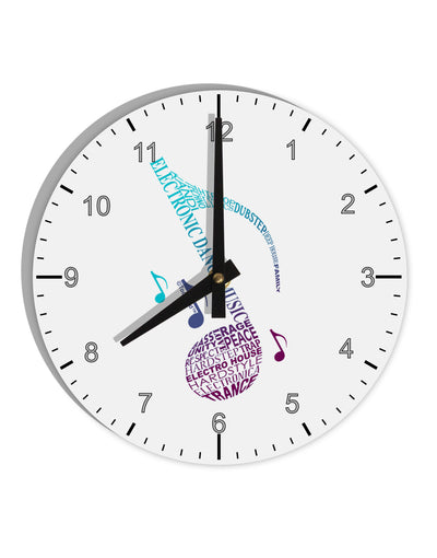 Music Note Typography 10 InchRound Wall Clock with Numbers-Wall Clock-TooLoud-White-Davson Sales