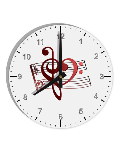 Heart Sheet Music 10 InchRound Wall Clock with Numbers-Wall Clock-TooLoud-White-Davson Sales