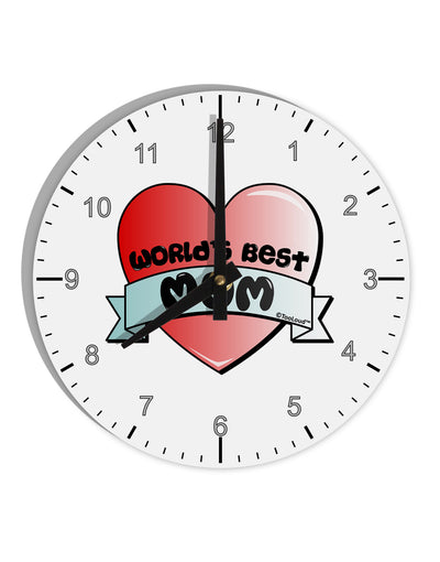 World's Best Mom - Heart Banner Design 10 InchRound Wall Clock with Numbers by TooLoud-Wall Clock-TooLoud-White-Davson Sales