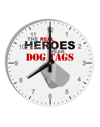 Heroes Dog Tags 10 InchRound Wall Clock with Numbers-Wall Clock-TooLoud-White-Davson Sales