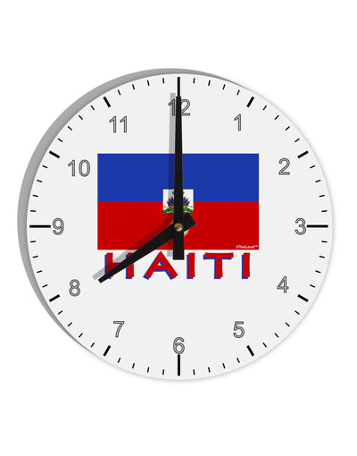 Haiti Flag 10 InchRound Wall Clock with Numbers-Wall Clock-TooLoud-White-Davson Sales